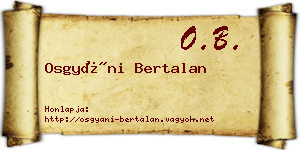 Osgyáni Bertalan névjegykártya